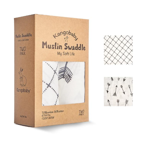 Kangobaby Soft Cotton Baby Swaddle (Single Price)